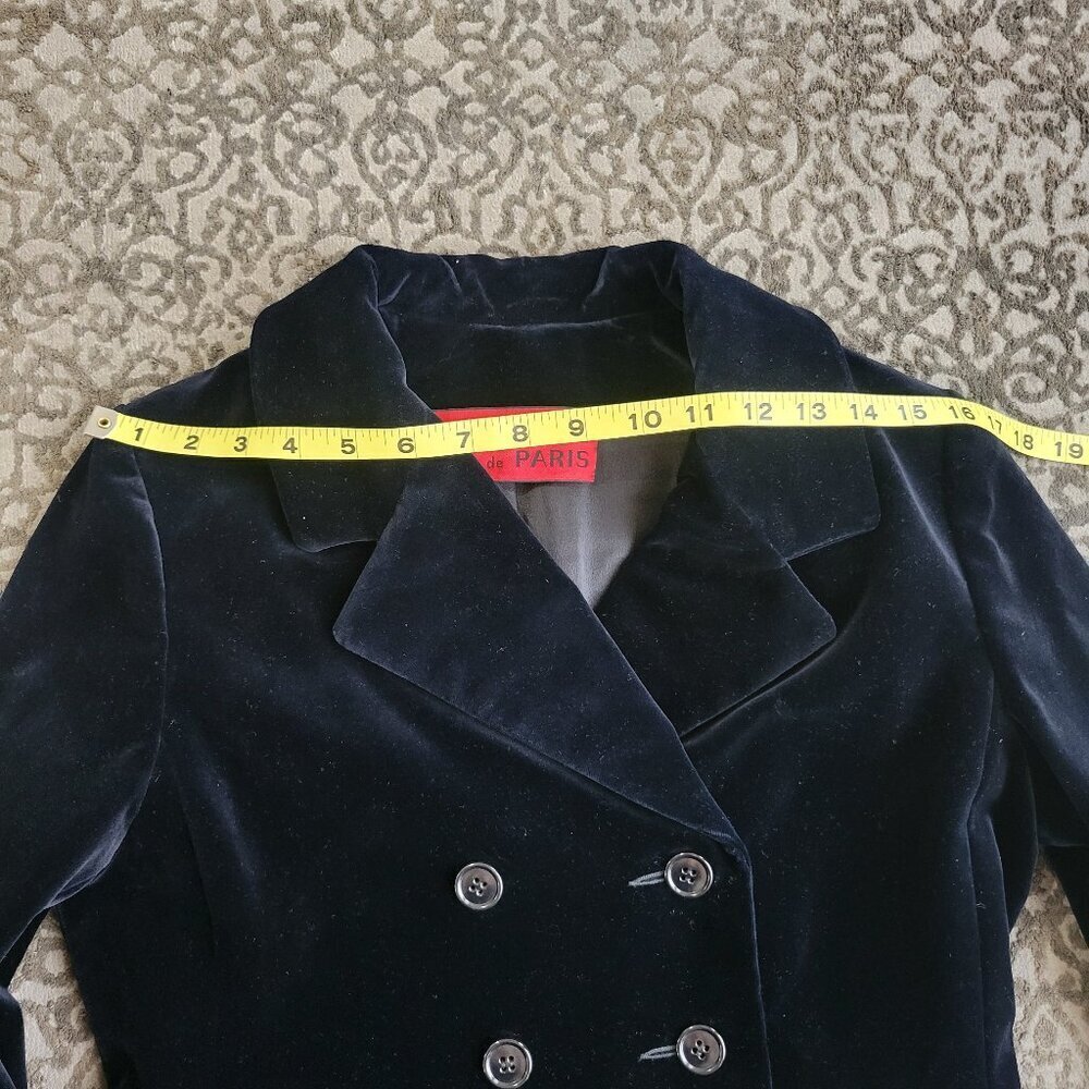 LA FLAQUE de PARIS Vintage Black Velvet Long Double Breasted Jacket - Picture 8 of 9